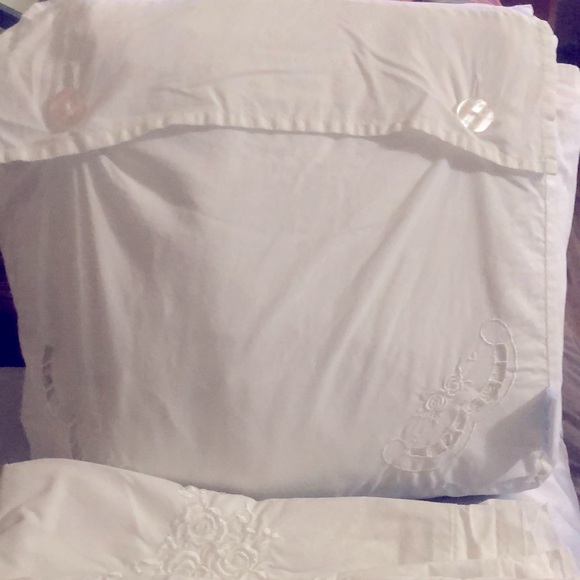 Vintage Simply Shabby Chic King Embroidered Lace Duvet and Shams Set White - Picture 2 of 6